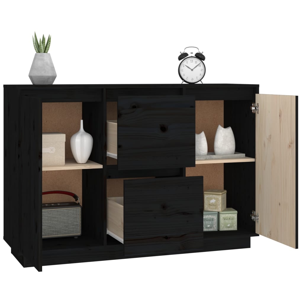 Senkki musta 111x34x75 cm täysi mänty - Sisustajankoti.fi