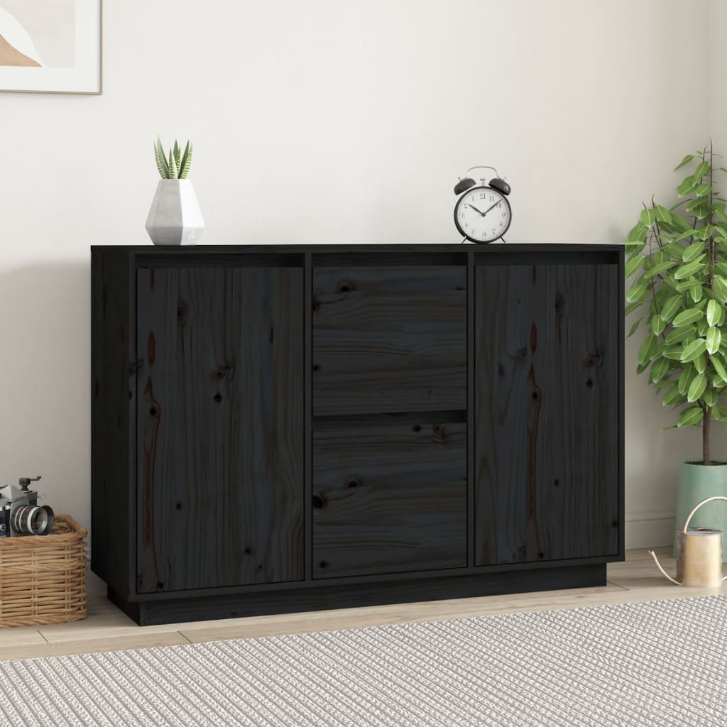 Senkki musta 111x34x75 cm täysi mänty - Sisustajankoti.fi