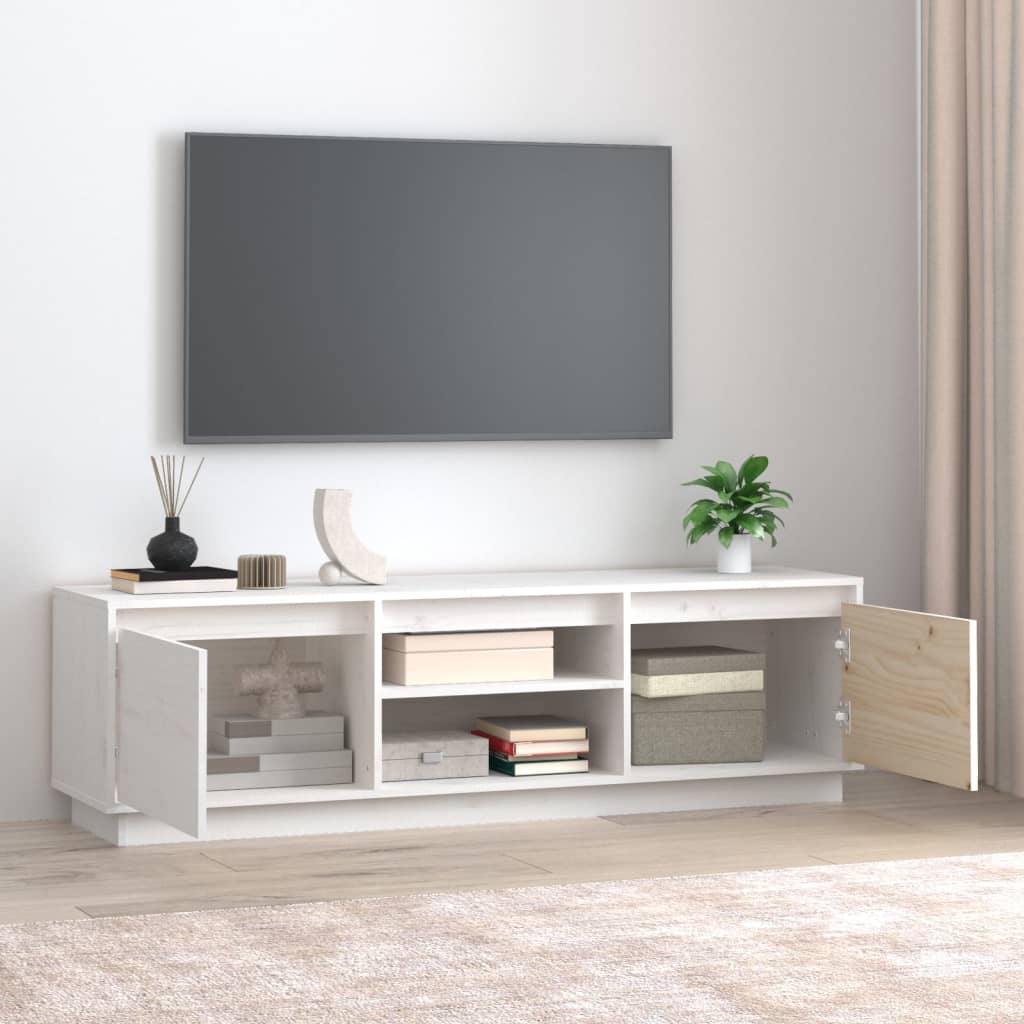 TV-taso valkoinen 140x35x40 cm täysi mänty - Sisustajankoti.fi