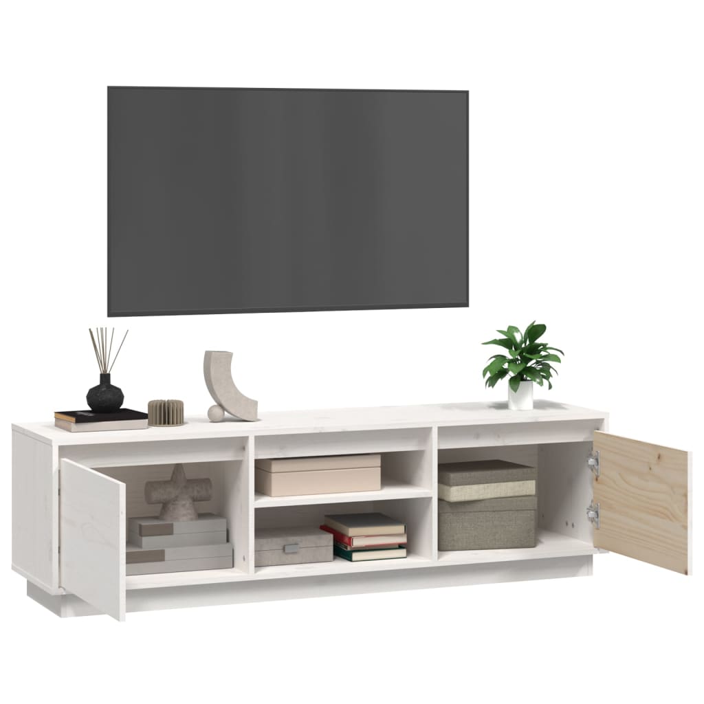 TV-taso valkoinen 140x35x40 cm täysi mänty - Sisustajankoti.fi