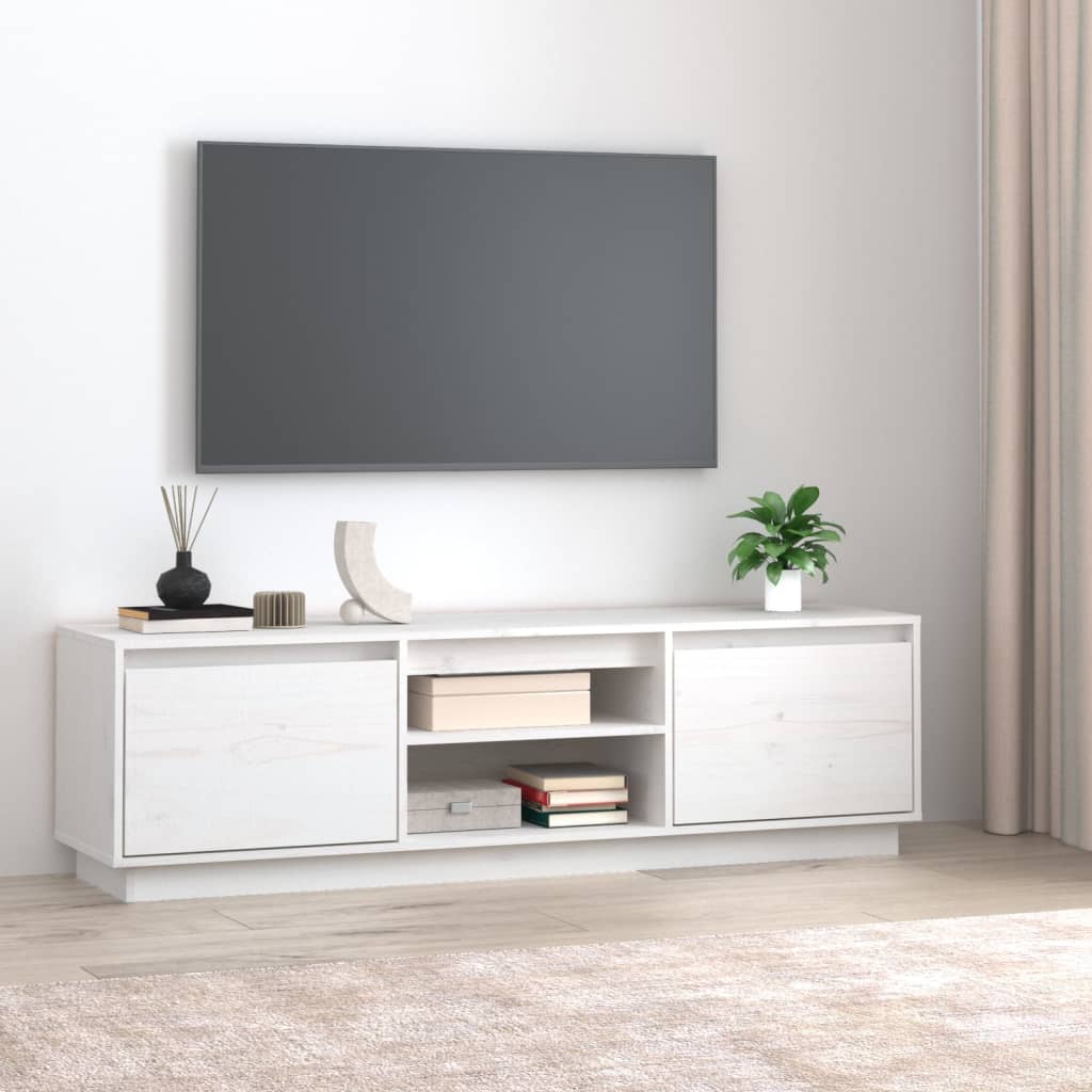 TV-taso valkoinen 140x35x40 cm täysi mänty - Sisustajankoti.fi