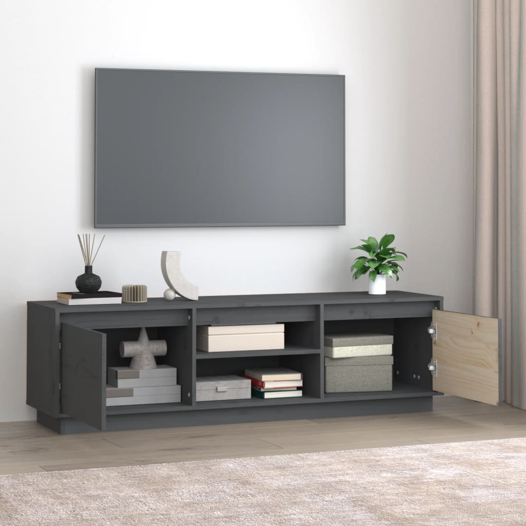 TV-taso harmaa 140x35x40 cm täysi mänty - Sisustajankoti.fi