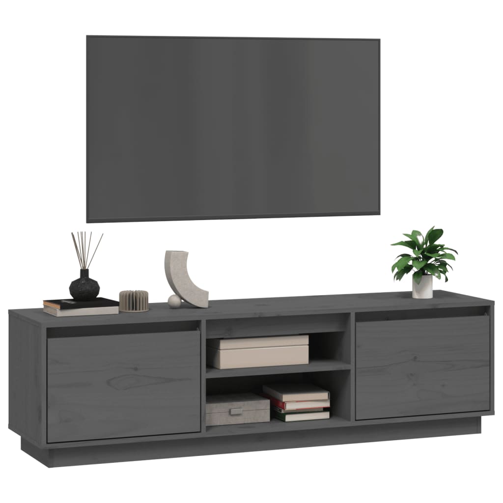 TV-taso harmaa 140x35x40 cm täysi mänty - Sisustajankoti.fi
