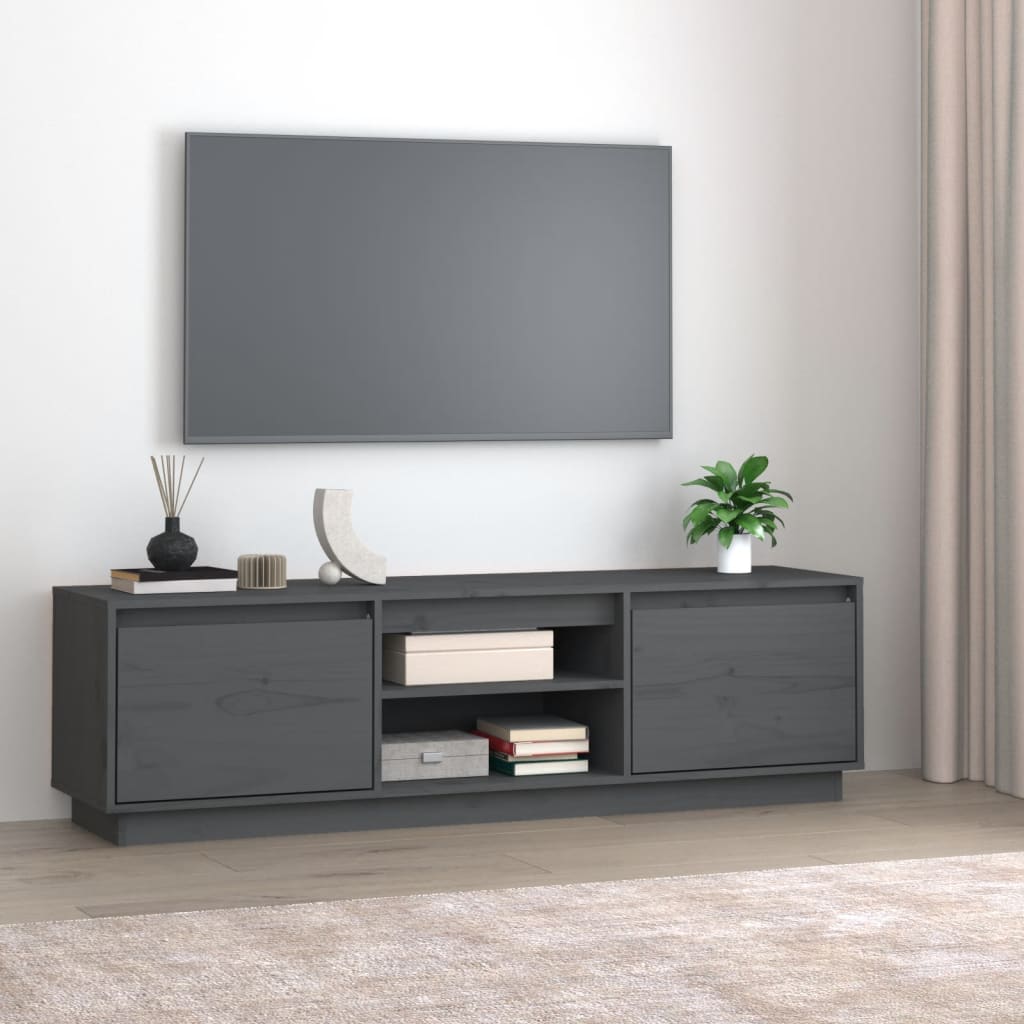 TV-taso harmaa 140x35x40 cm täysi mänty - Sisustajankoti.fi