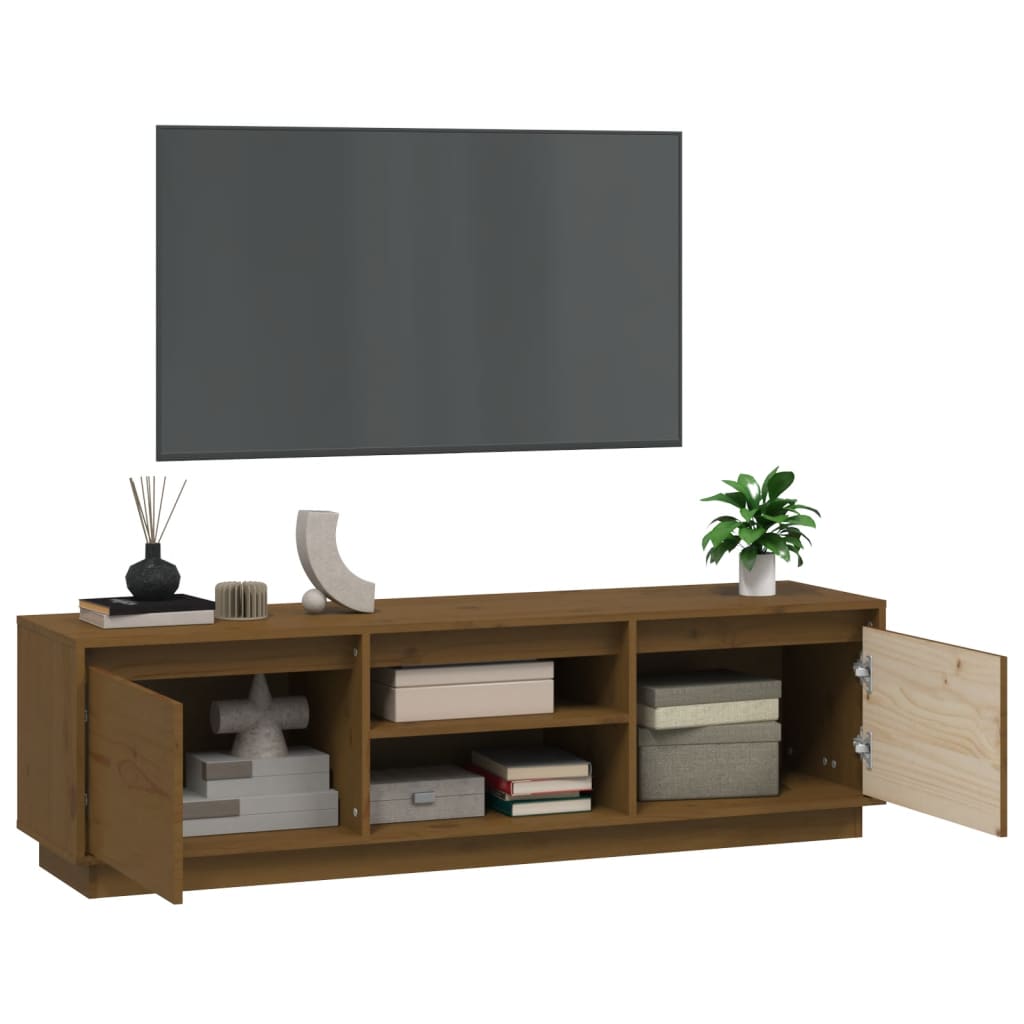 TV-taso hunajanruskea 140x35x40 cm täysi mänty - Sisustajankoti.fi