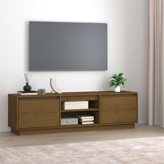 TV-taso hunajanruskea 140x35x40 cm täysi mänty - Sisustajankoti.fi