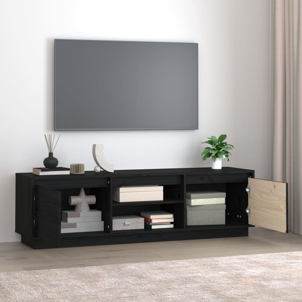 TV-taso musta 140x35x40 cm täysi mänty - Sisustajankoti.fi