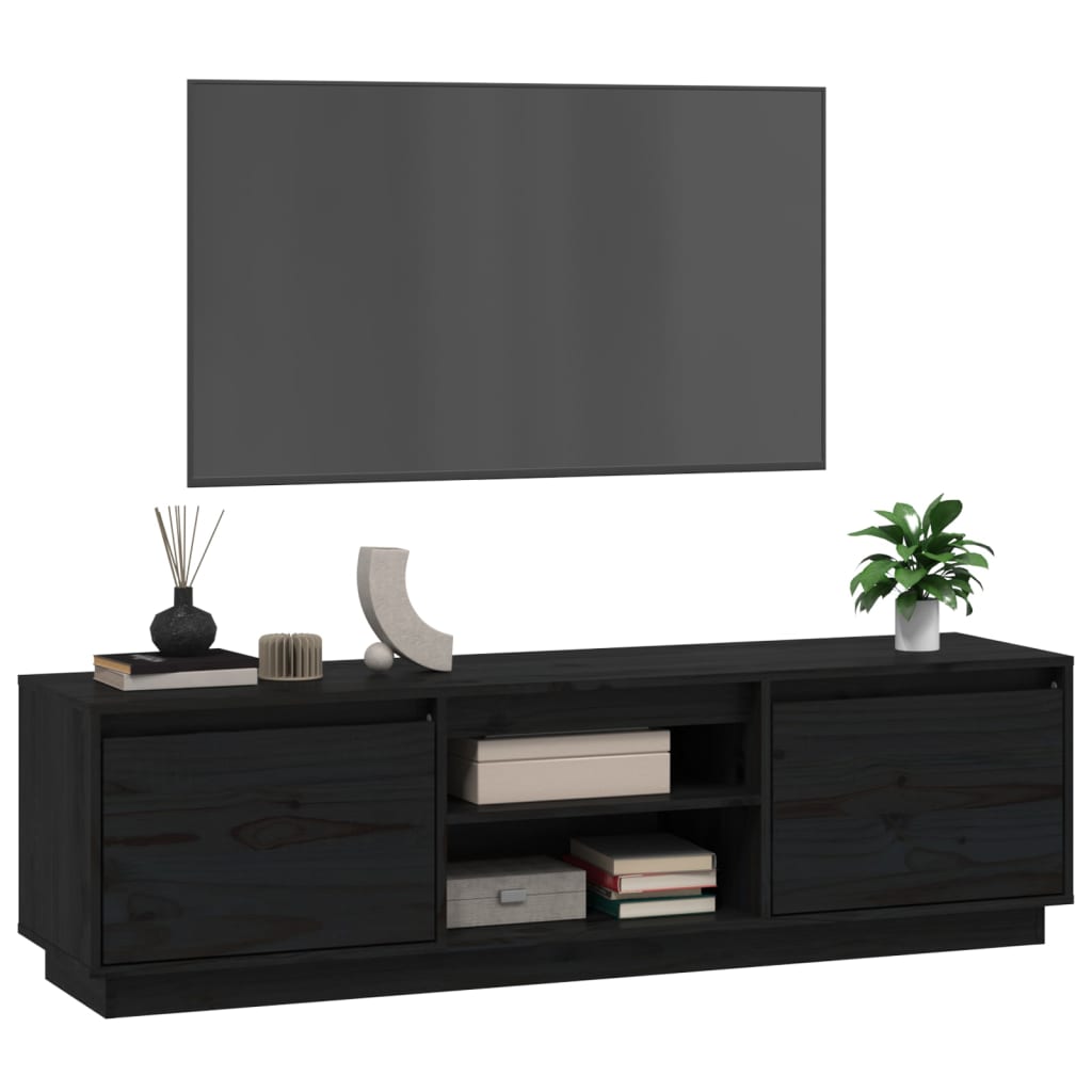TV-taso musta 140x35x40 cm täysi mänty - Sisustajankoti.fi