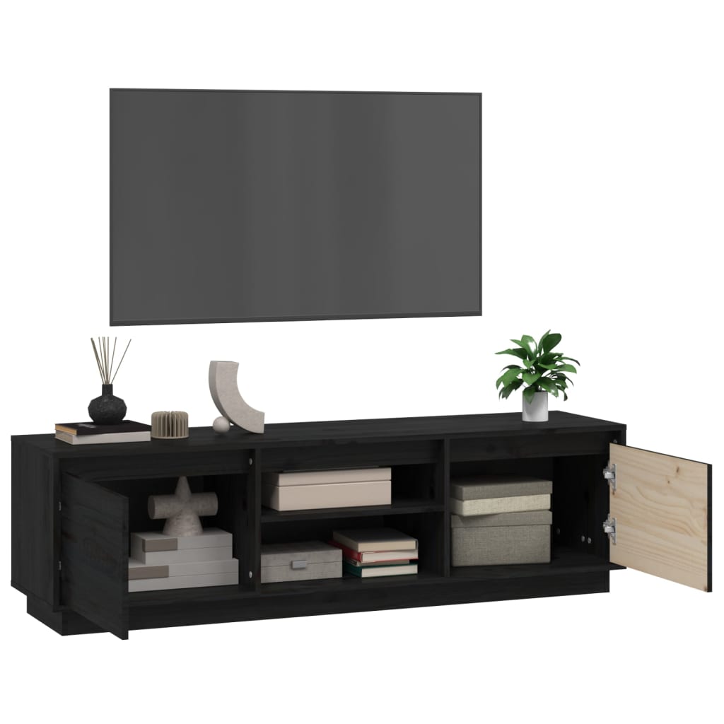 TV-taso musta 140x35x40 cm täysi mänty - Sisustajankoti.fi