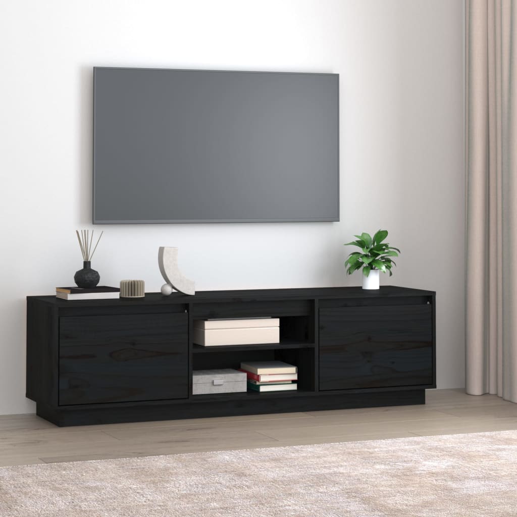 TV-taso musta 140x35x40 cm täysi mänty - Sisustajankoti.fi
