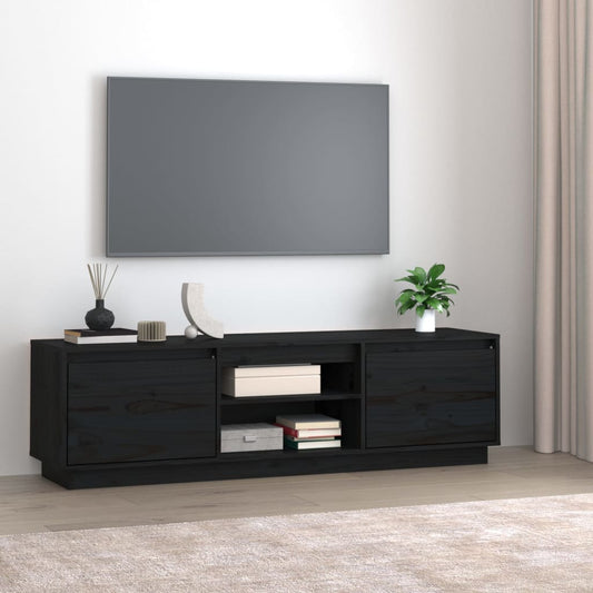 TV-taso musta 140x35x40 cm täysi mänty - Sisustajankoti.fi