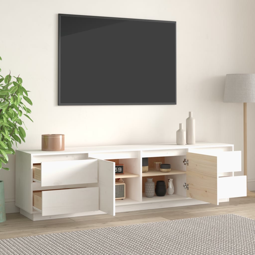 TV-taso valkoinen 176x37x47,5 cm täysi mänty - Sisustajankoti.fi