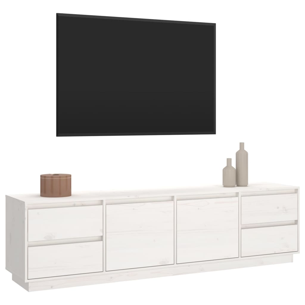 TV-taso valkoinen 176x37x47,5 cm täysi mänty - Sisustajankoti.fi