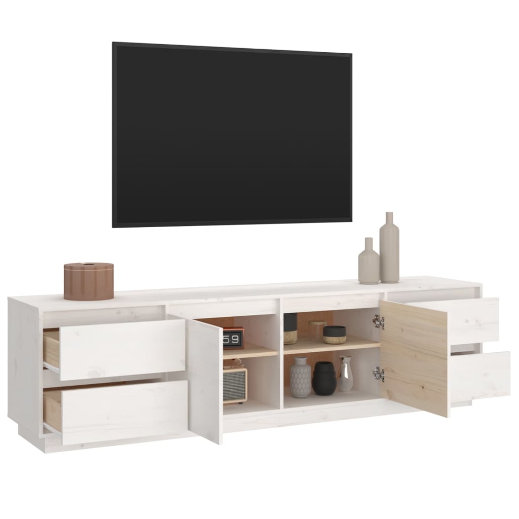 TV-taso valkoinen 176x37x47,5 cm täysi mänty - Sisustajankoti.fi