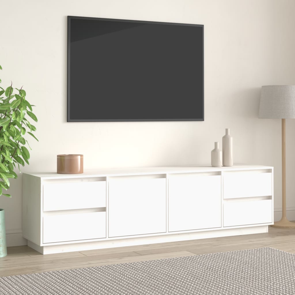 TV-taso valkoinen 176x37x47,5 cm täysi mänty - Sisustajankoti.fi