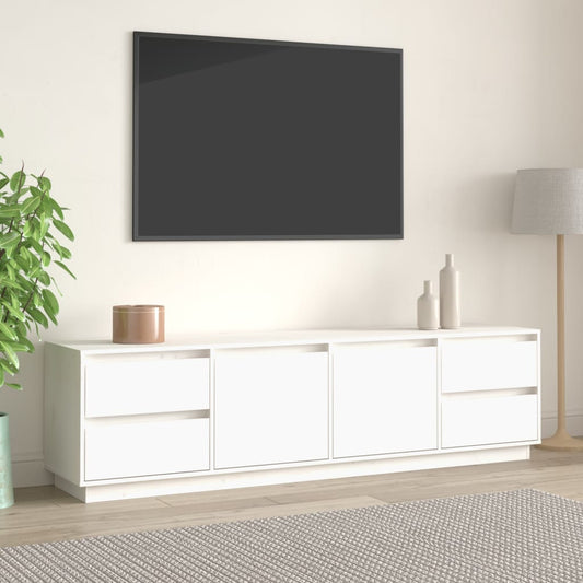 TV-taso valkoinen 176x37x47,5 cm täysi mänty - Sisustajankoti.fi