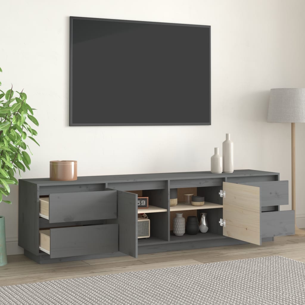 TV-taso harmaa 176x37x47,5 cm täysi mänty - Sisustajankoti.fi