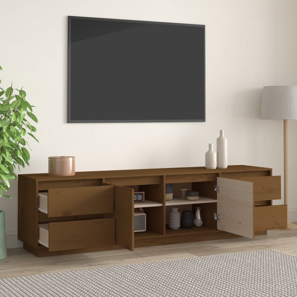 TV-taso hunajanruskea 176x37x47,5 cm täysi mänty - Sisustajankoti.fi