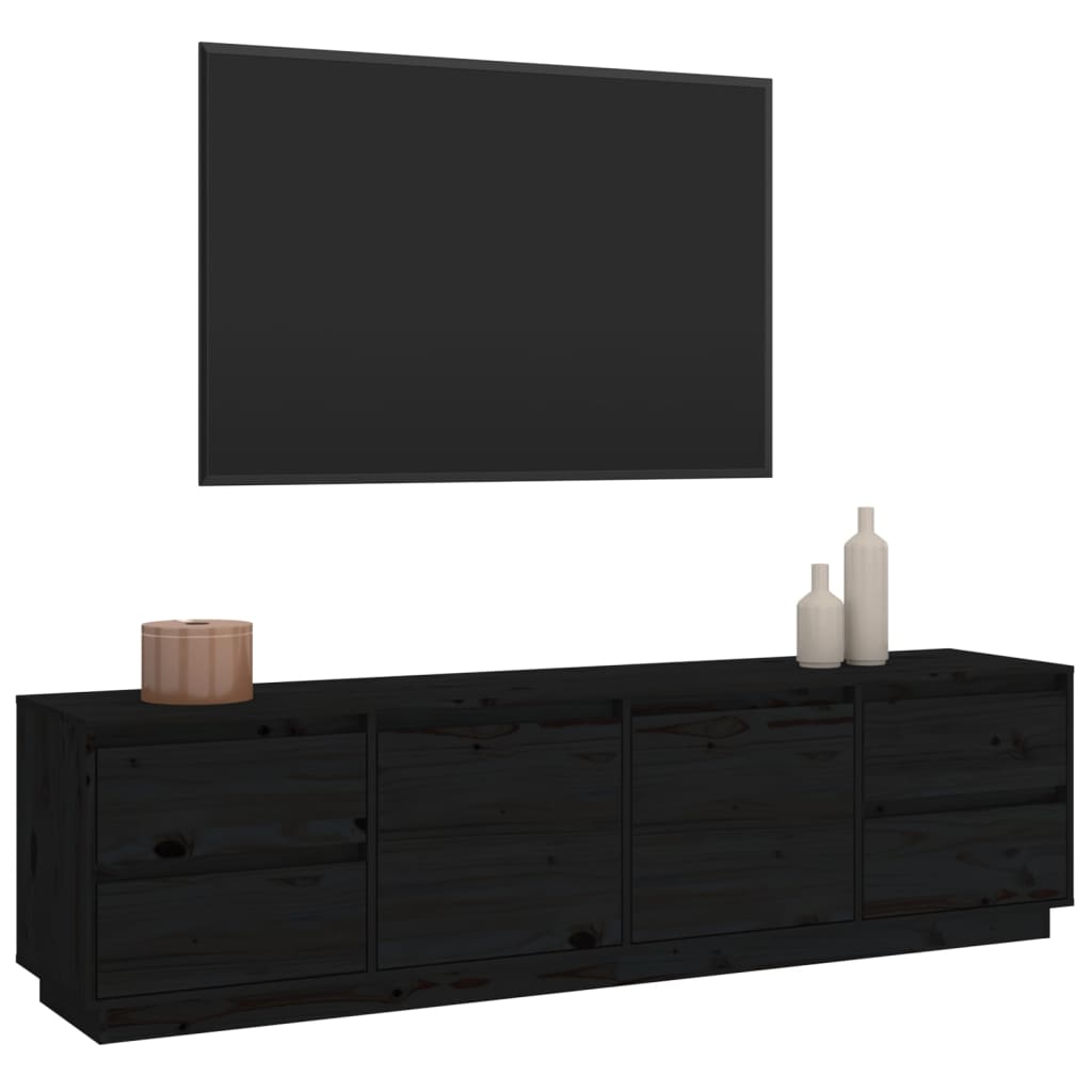 TV-taso musta 176x37x47,5 cm täysi mänty - Sisustajankoti.fi