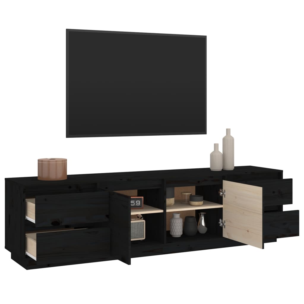 TV-taso musta 176x37x47,5 cm täysi mänty - Sisustajankoti.fi