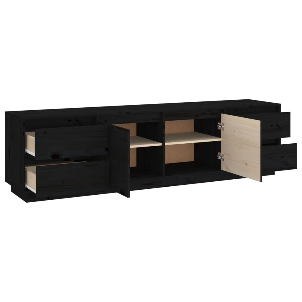 TV-taso musta 176x37x47,5 cm täysi mänty - Sisustajankoti.fi