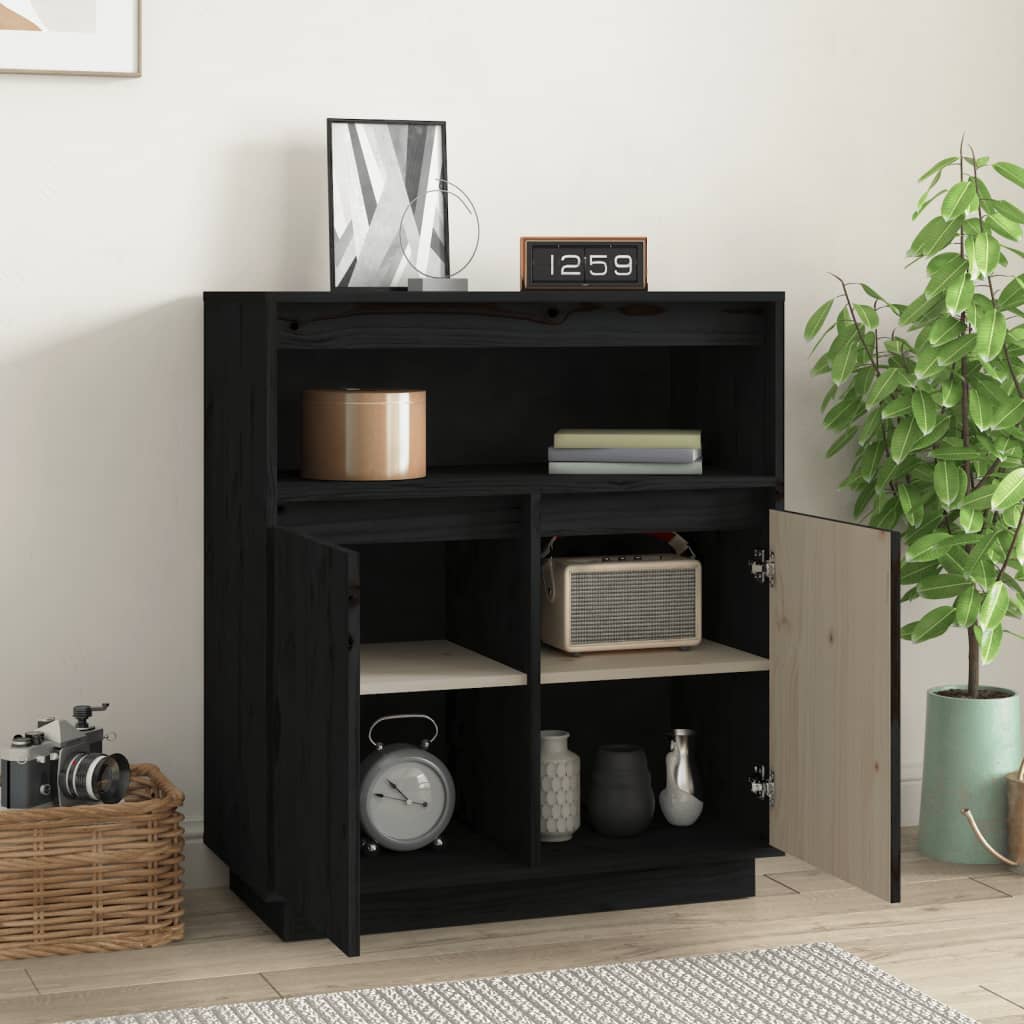 Senkki musta 70x34x80 cm täysi mänty - Sisustajankoti.fi