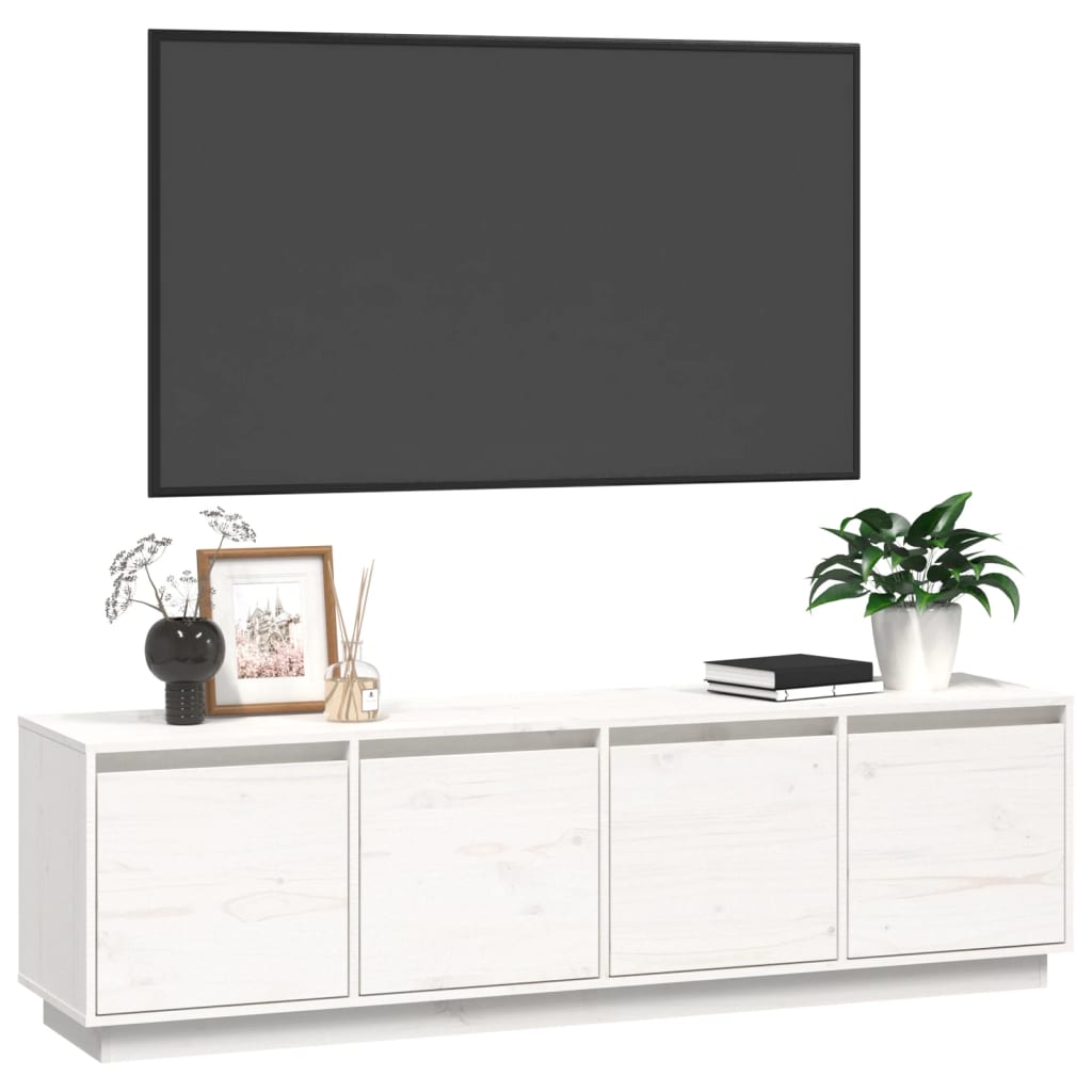 TV-taso valkoinen 156x37x45 cm täysi mänty - Sisustajankoti.fi