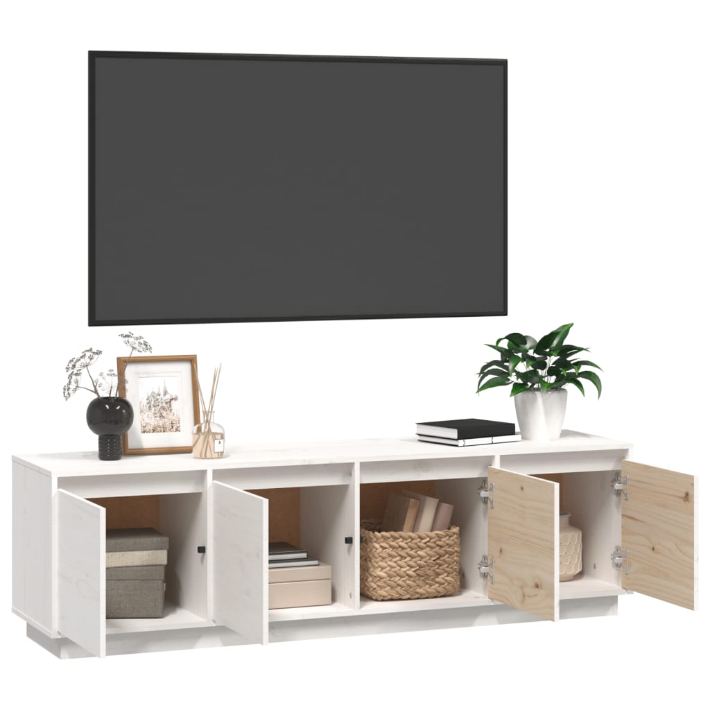 TV-taso valkoinen 156x37x45 cm täysi mänty - Sisustajankoti.fi