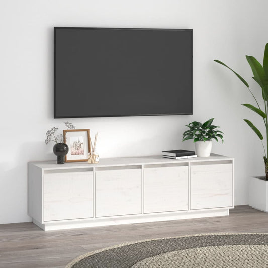 TV-taso valkoinen 156x37x45 cm täysi mänty - Sisustajankoti.fi