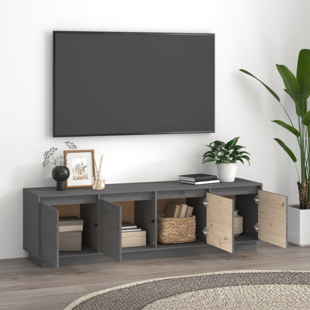 TV-taso harmaa 156x37x45 cm täysi mänty - Sisustajankoti.fi