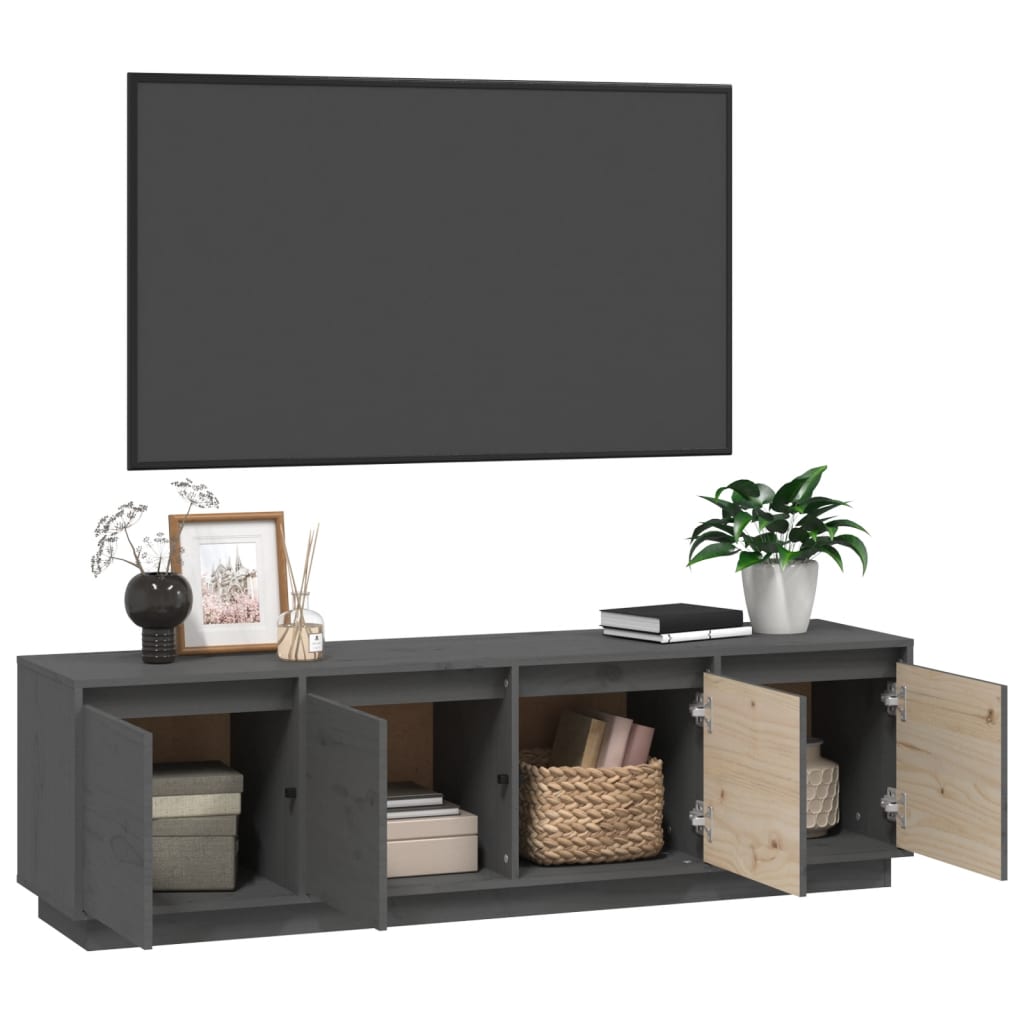 TV-taso harmaa 156x37x45 cm täysi mänty - Sisustajankoti.fi