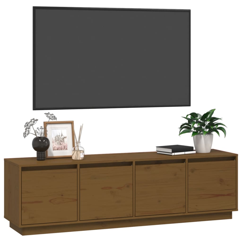 TV-taso hunajanruskea 156x37x45 cm täysi mänty - Sisustajankoti.fi