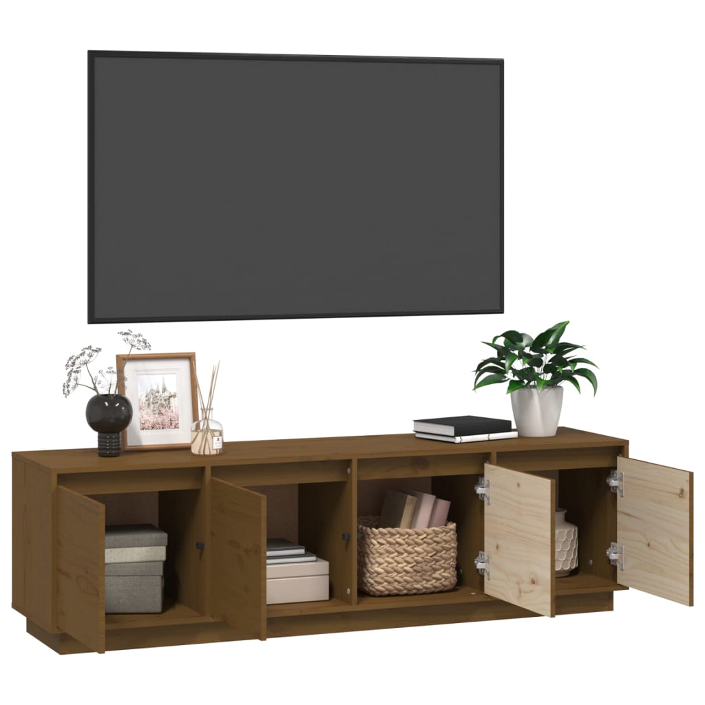 TV-taso hunajanruskea 156x37x45 cm täysi mänty - Sisustajankoti.fi