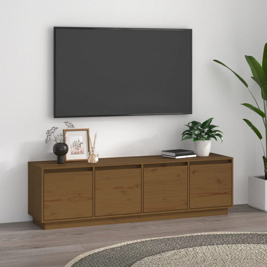 TV-taso hunajanruskea 156x37x45 cm täysi mänty - Sisustajankoti.fi