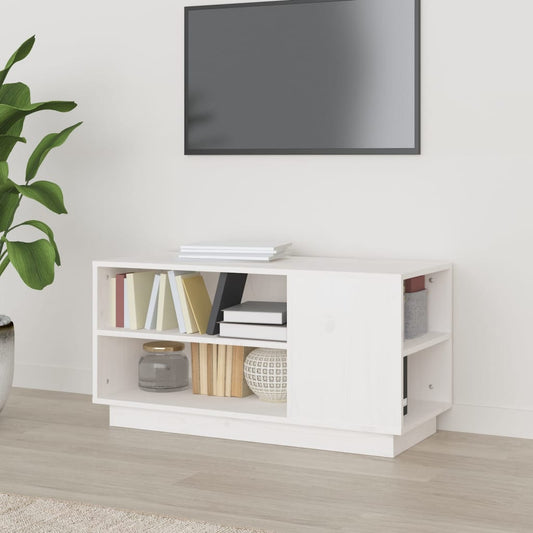 TV-taso valkoinen 80x35x40,5 cm täysi mänty - Sisustajankoti.fi