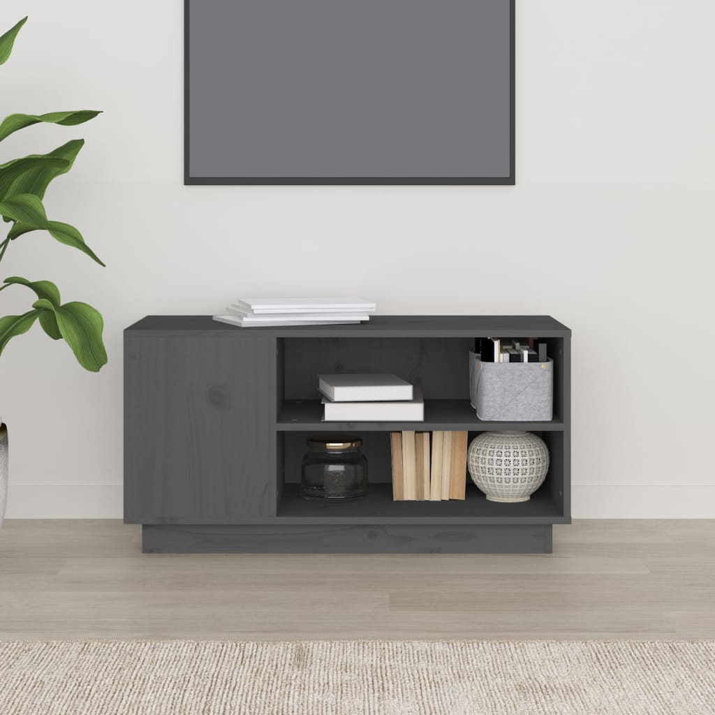 TV-taso harmaa 80x35x40,5 cm täysi mänty - Sisustajankoti.fi