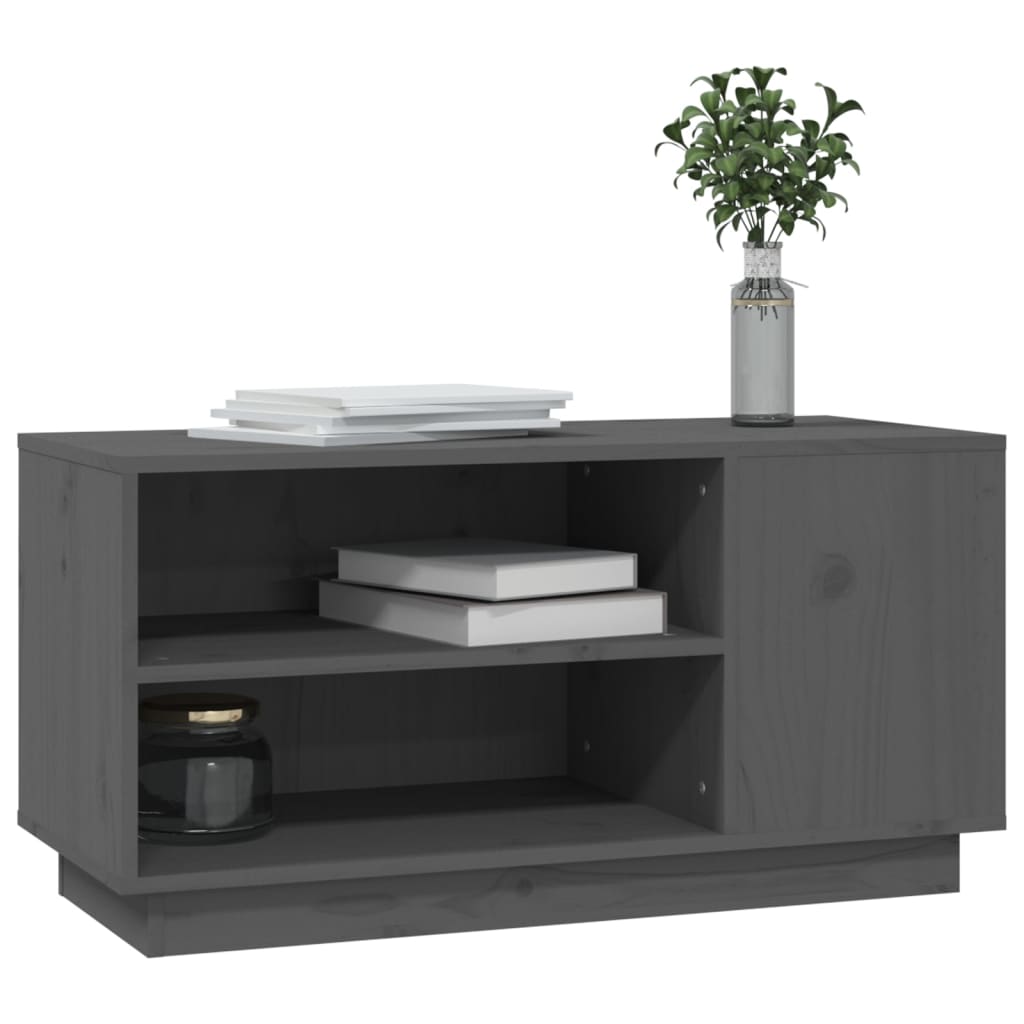 TV-taso harmaa 80x35x40,5 cm täysi mänty - Sisustajankoti.fi