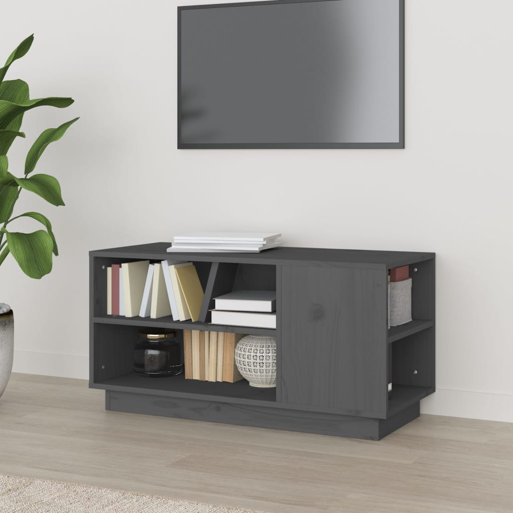 TV-taso harmaa 80x35x40,5 cm täysi mänty - Sisustajankoti.fi