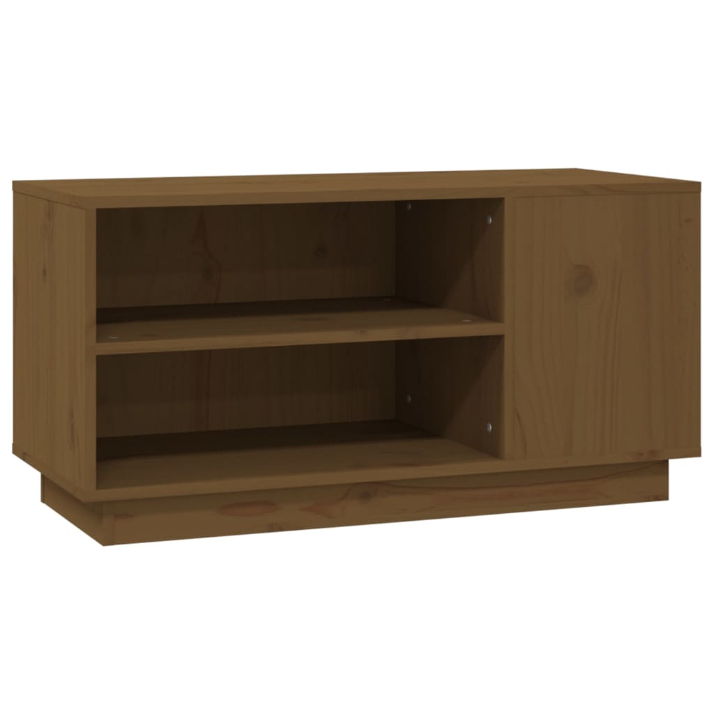 TV-taso hunajanruskea 80x35x40,5 cm täysi mänty - Sisustajankoti.fi