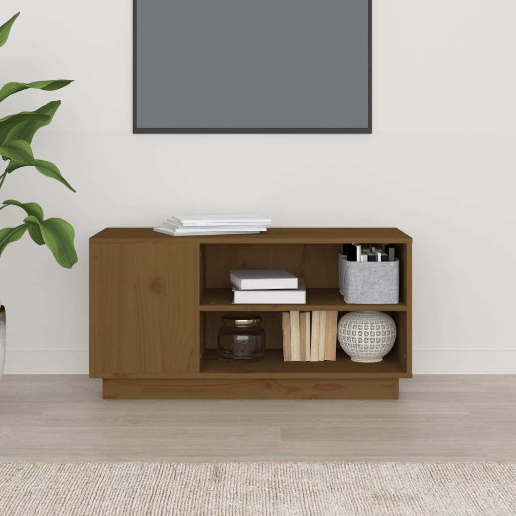 TV-taso hunajanruskea 80x35x40,5 cm täysi mänty - Sisustajankoti.fi