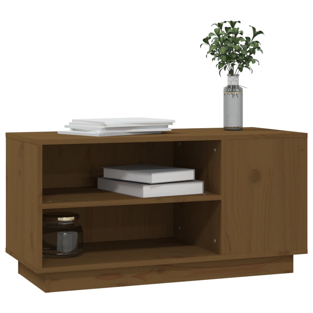 TV-taso hunajanruskea 80x35x40,5 cm täysi mänty - Sisustajankoti.fi