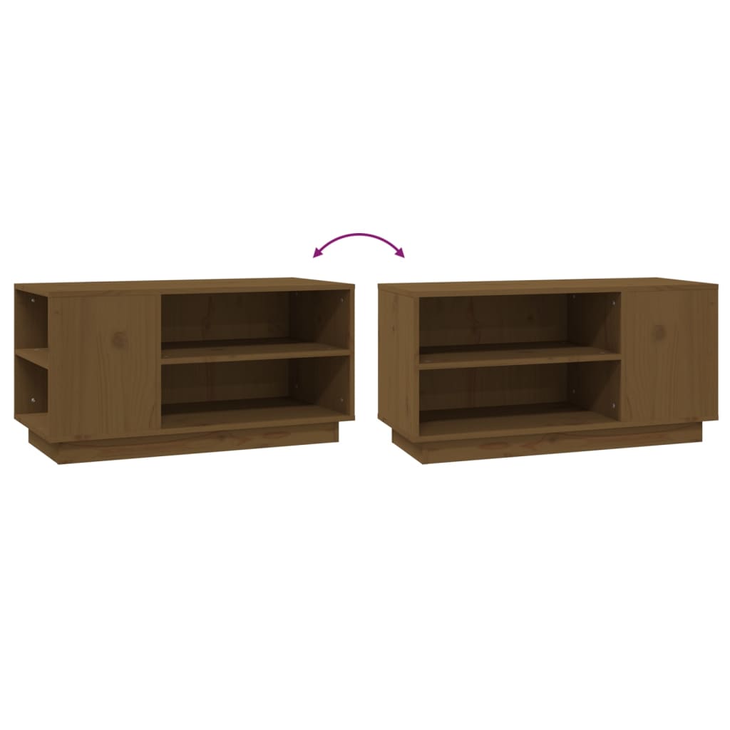 TV-taso hunajanruskea 80x35x40,5 cm täysi mänty - Sisustajankoti.fi