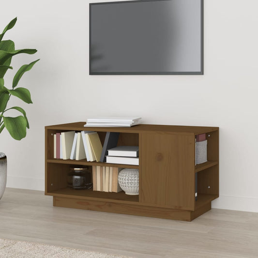 TV-taso hunajanruskea 80x35x40,5 cm täysi mänty - Sisustajankoti.fi