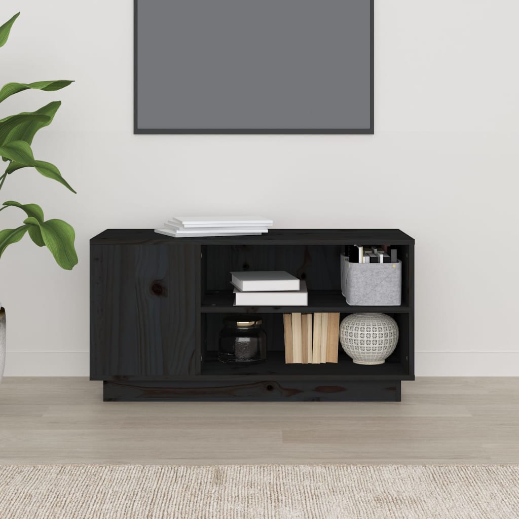 TV-taso musta 80x35x40,5 cm täysi mänty - Sisustajankoti.fi