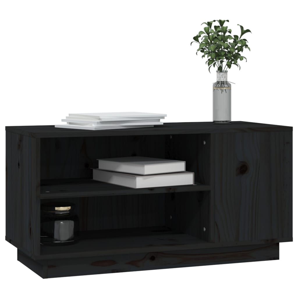 TV-taso musta 80x35x40,5 cm täysi mänty - Sisustajankoti.fi