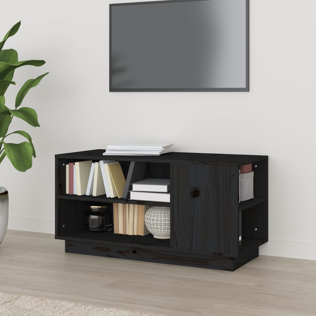 TV-taso musta 80x35x40,5 cm täysi mänty - Sisustajankoti.fi