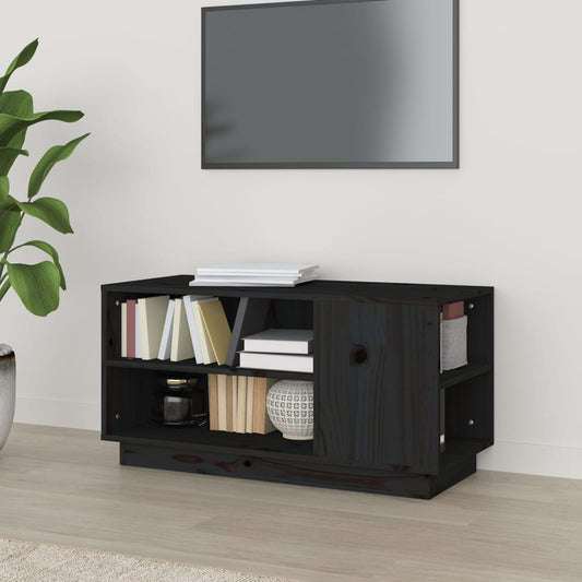 TV-taso musta 80x35x40,5 cm täysi mänty - Sisustajankoti.fi