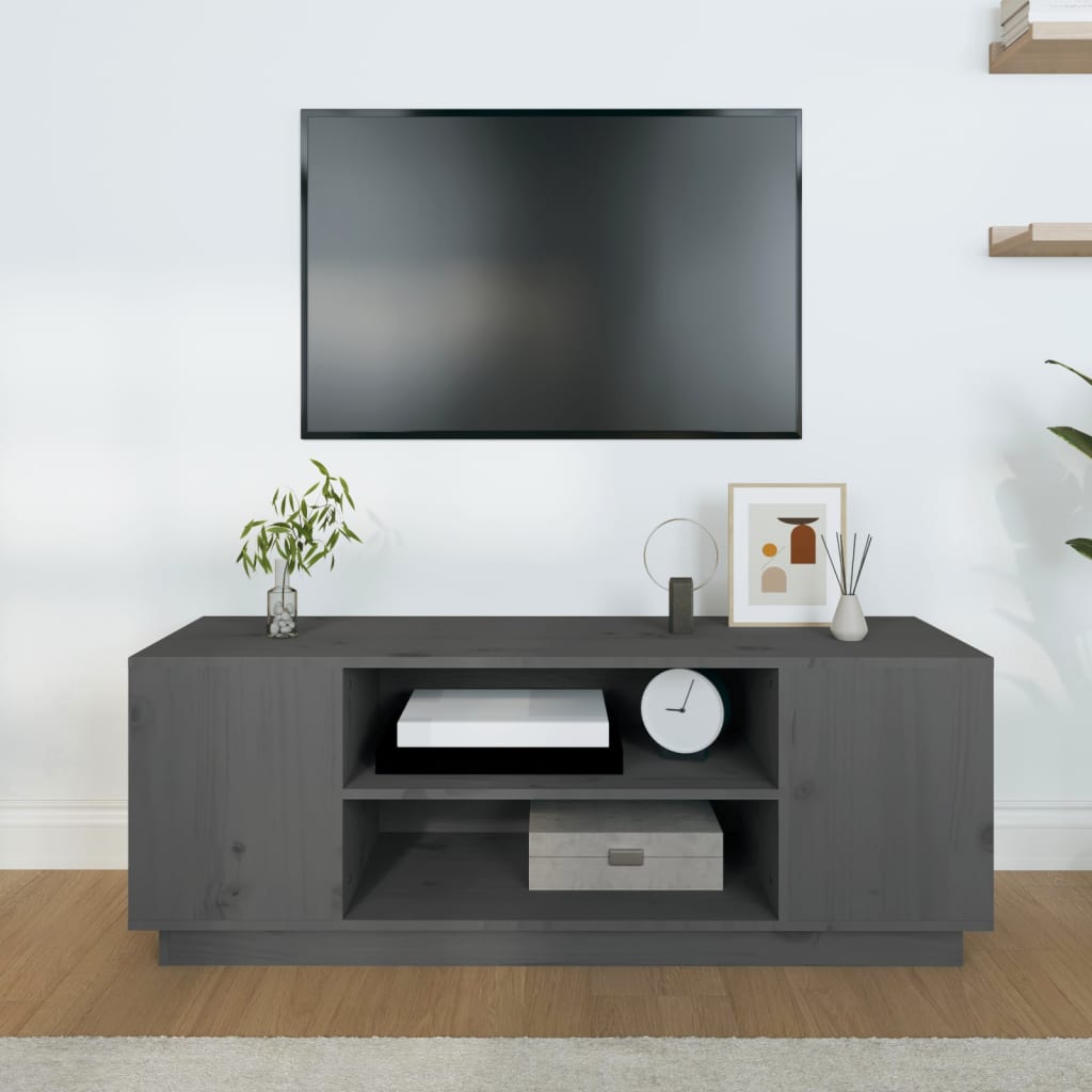 TV-taso harmaa 110x35x40,5 cm täysi mänty - Sisustajankoti.fi