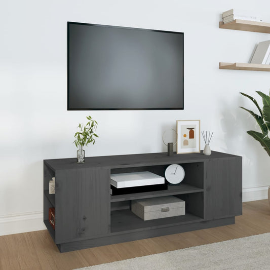 TV-taso harmaa 110x35x40,5 cm täysi mänty - Sisustajankoti.fi