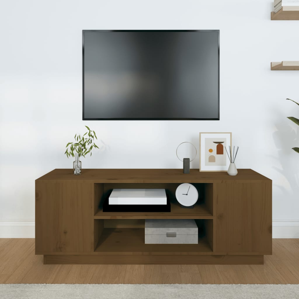TV-taso hunajanruskea 110x35x40,5 cm täysi mänty - Sisustajankoti.fi